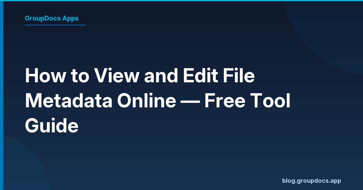 Clean online metadata editor interface showing editable fields for author, title, and tags